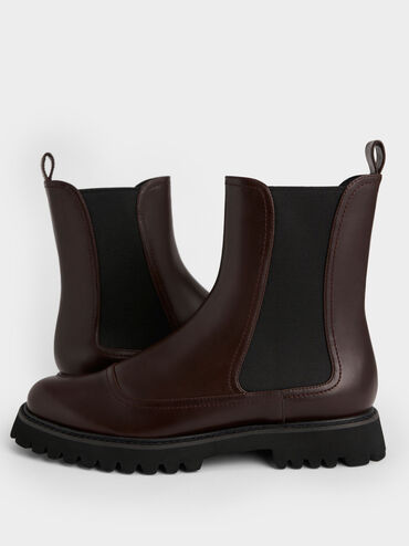 Ridged-Sole Chelsea Boots, Dark Brown, hi-res