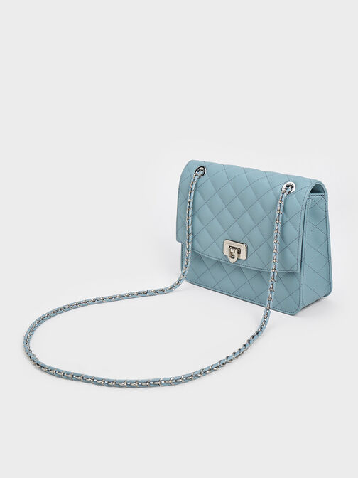 Cressida Quilted Chain Strap Bag, Slate Blue, hi-res