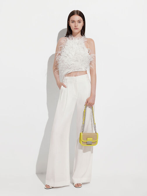 Charlot Raffia Chain Strap Bag, Yellow, hi-res