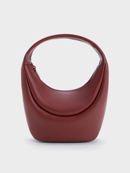 Elongated Curved Hobo Bag, Red, hi-res