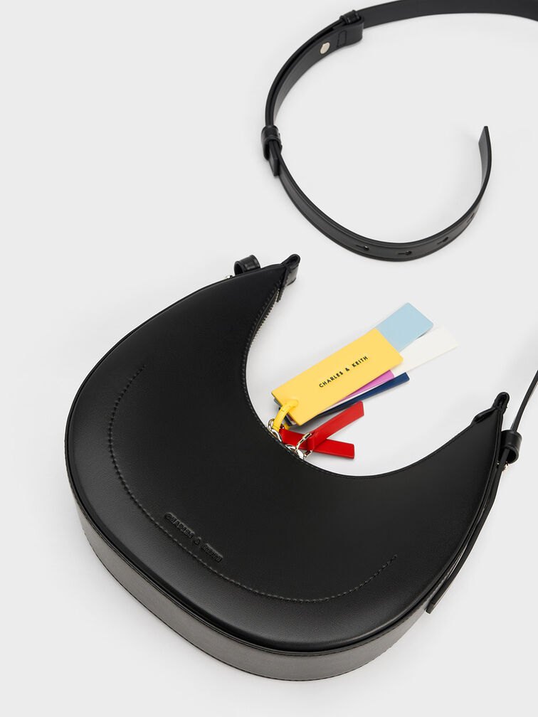 Carey Crescent Hobo Bag, Black, hi-res