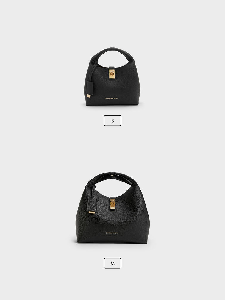 Chance Turn-Lock Bucket Bag, Black, hi-res