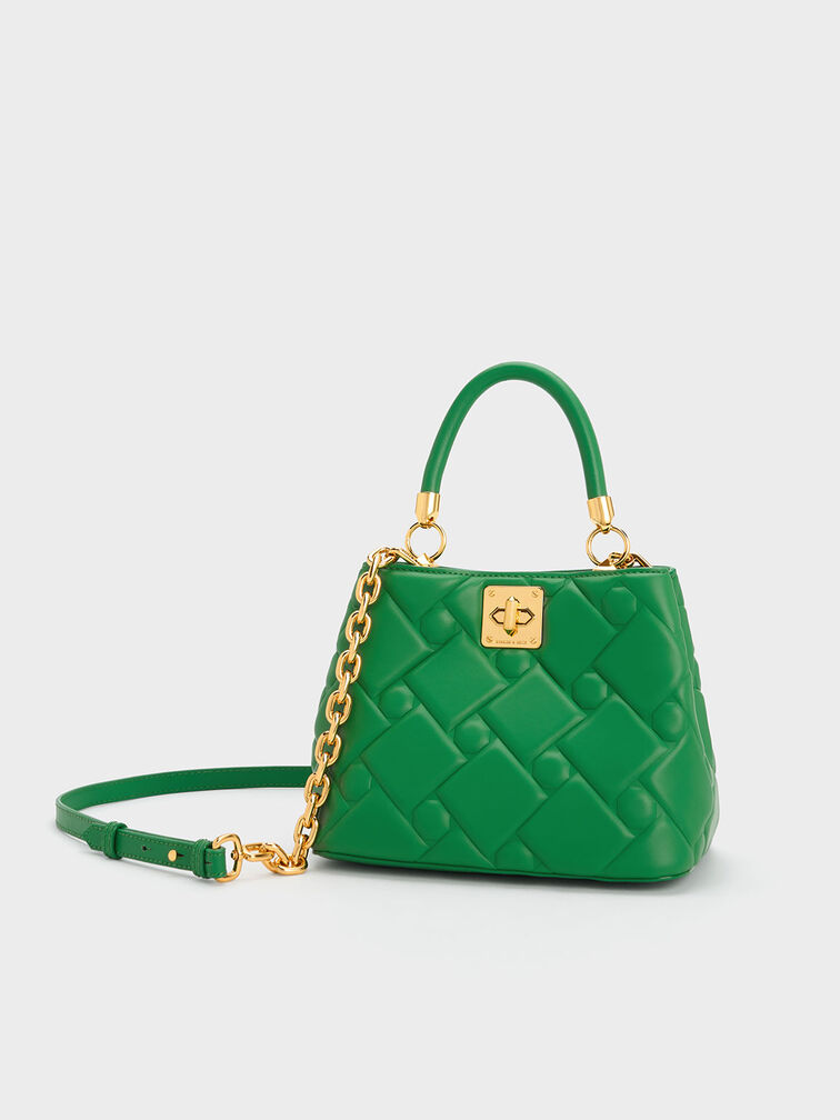 Tillie Quilted Top Handle Bag, Green, hi-res
