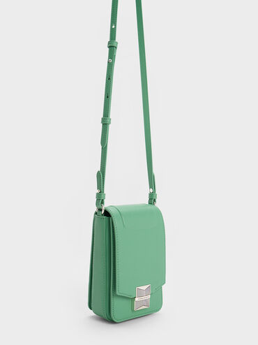 Kalinda Metallic Accent Phone Pouch, Green, hi-res