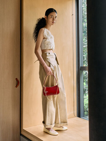 Elspeth Horse-Motif Shoulder Bag, Tomato Red, hi-res