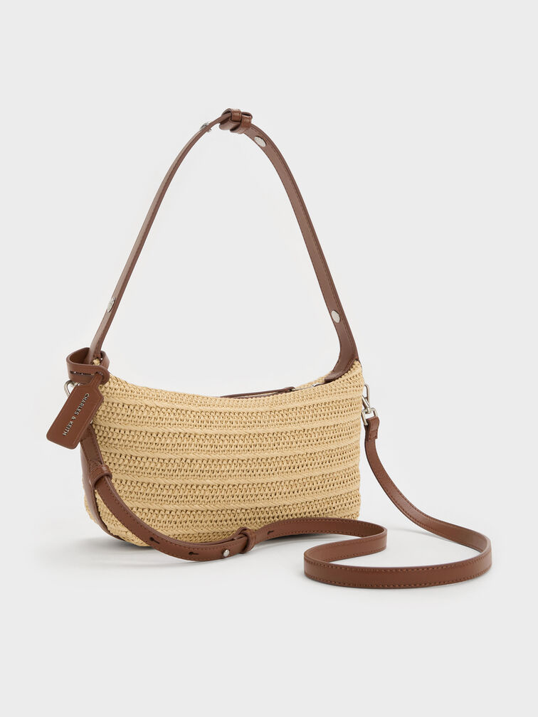 Ivette Raffia Woven Shoulder Bag, Multi, hi-res