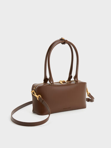 Wisteria Elongated Top Handle Bag, Dark Brown, hi-res