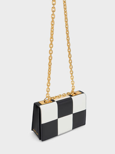Georgette Chain Handle Checkered Bag, Multi, hi-res