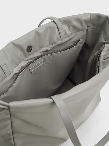 Bethel Ruched Drawstring Tote Bag, Grey, hi-res