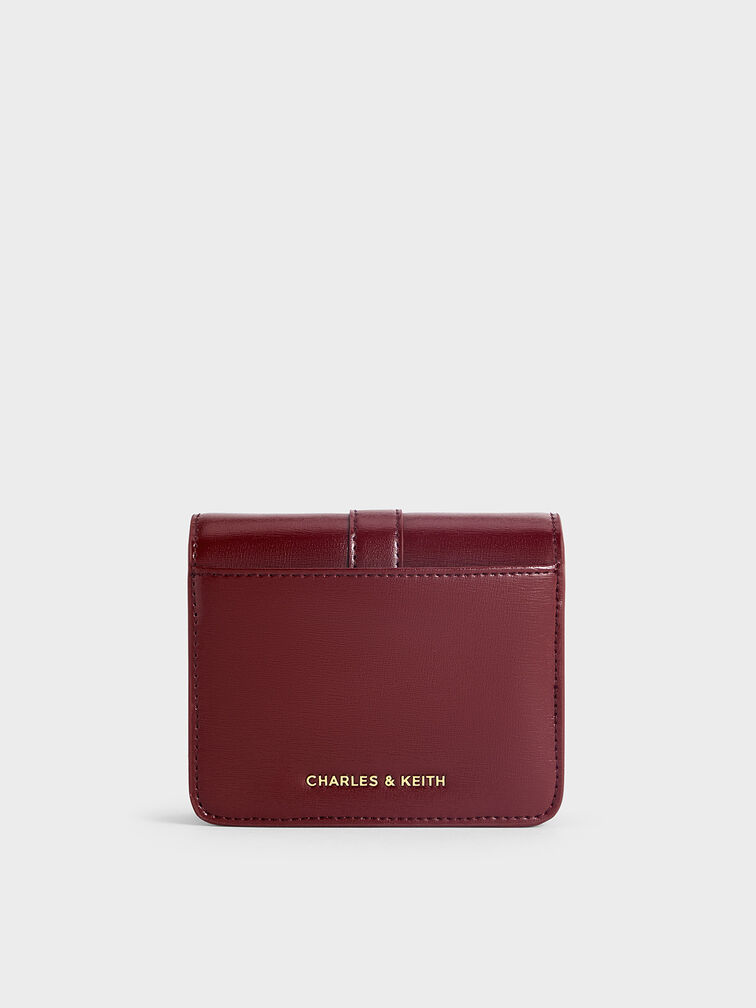 Agatha Chain-Accent Card Holder, Burgundy, hi-res