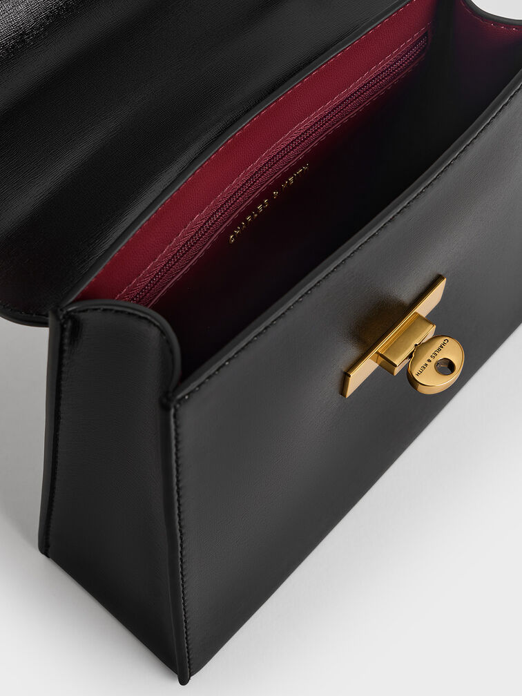 Samantha Envelope Top Handle Bag, Black, hi-res