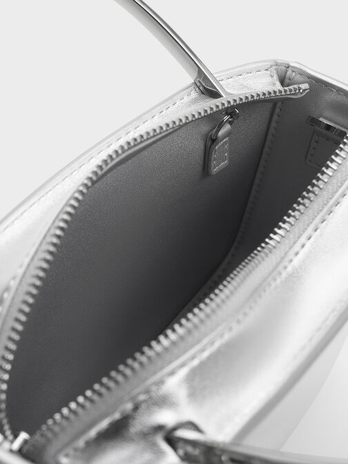Satin Crystal-Embellished Top Handle Bag, Dusk Silver, hi-res