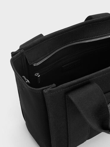 Kay Canvas Tote Bag, Black, hi-res
