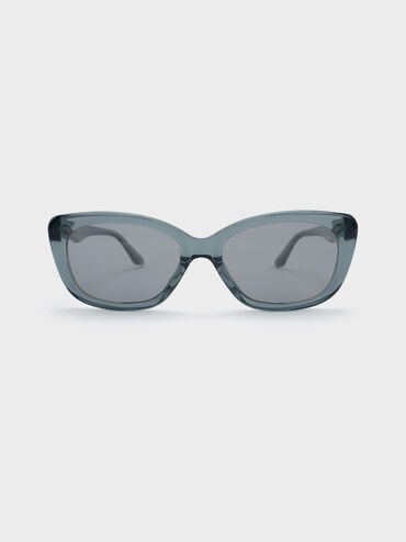 Maeva Recycled Acetate Cat-Eye Sunglasses, Teal, hi-res