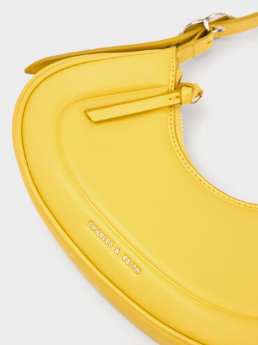 Petra Curved Shoulder Bag, Yellow, hi-res