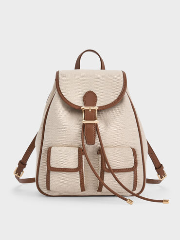 Bryna Canvas Backpack, Taupe Canvas, hi-res