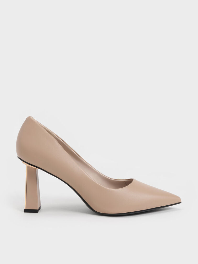 Trapeze Heel Pumps, Beige, hi-res