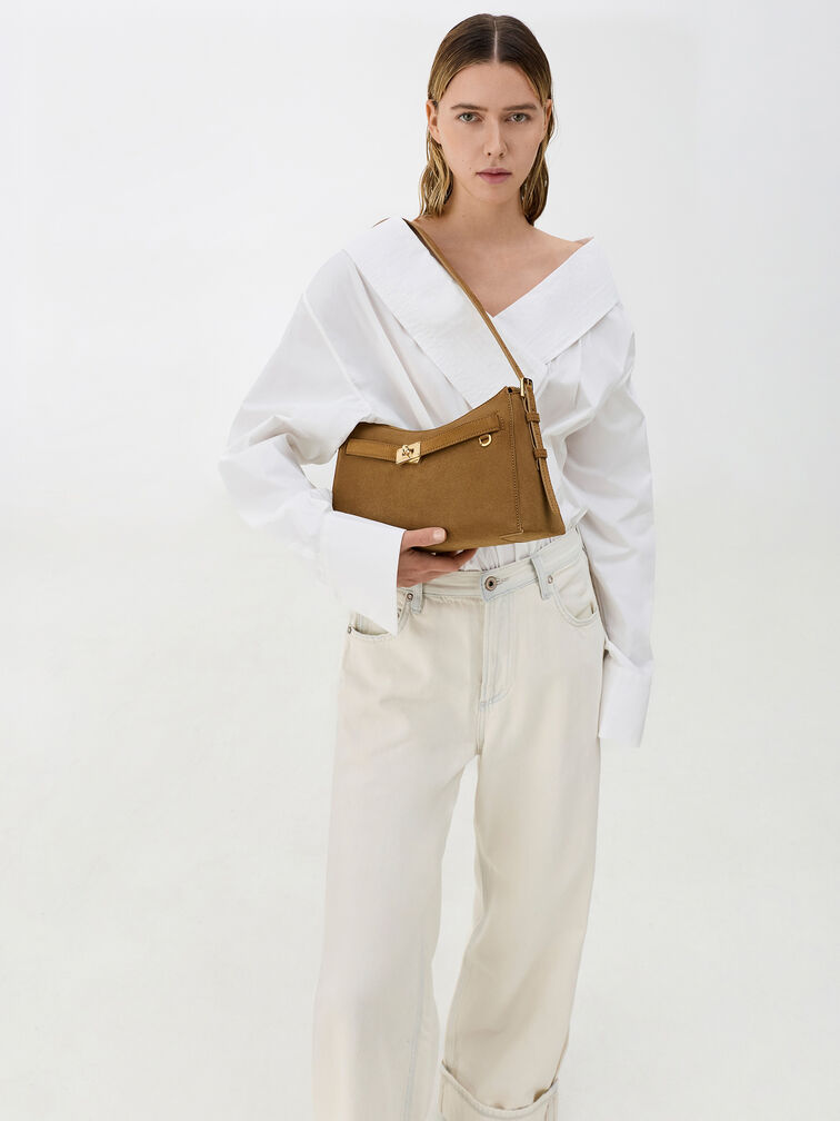 Dinora Belted Shoulder Bag, Sahara Sand, hi-res