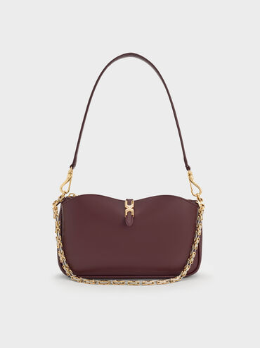 Adalyn Chain Shoulder Bag, Wineberry Red, hi-res