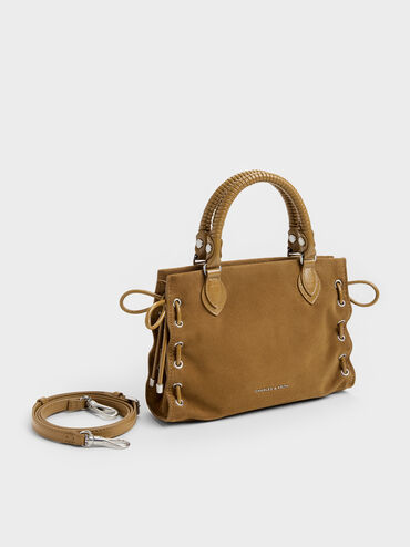 Mini Nylah Grommet Lace-Up Tote Bag, Sahara Sand, hi-res