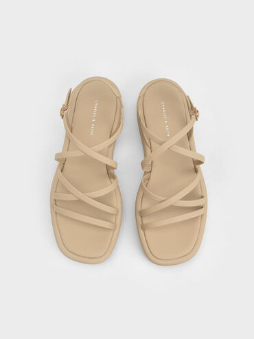 Strappy Padded Flatforms, Sand, hi-res