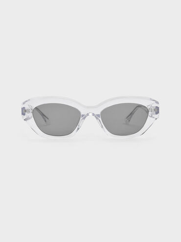 Onyx Recycled Acetate Cat-Eye Sunglasses, Clear, hi-res
