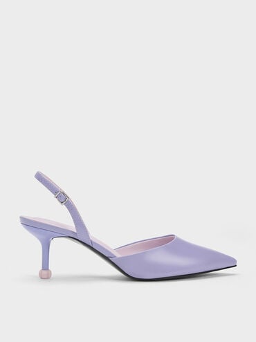 Sculptural Heel Slingback Pumps, Purple, hi-res