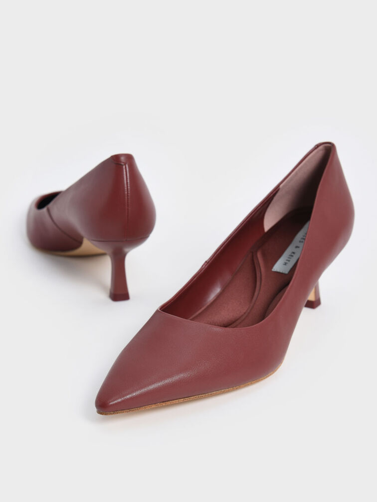 Emmy Pointed Kitten Heel Pumps, Maroon, hi-res