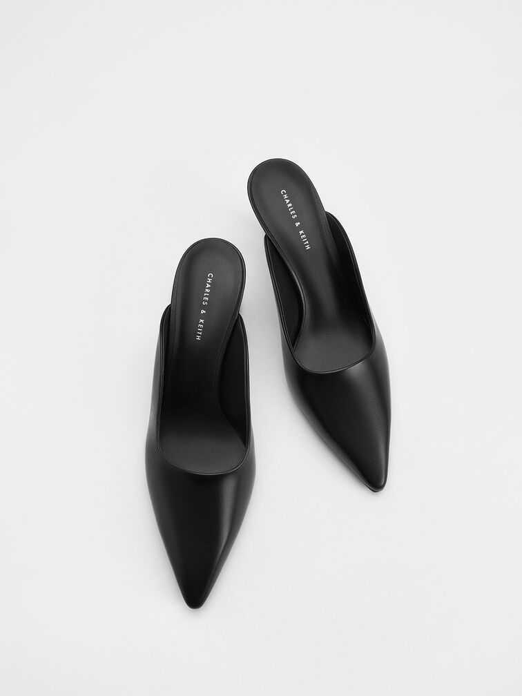 Embellished Cone Heel Mules, Black, hi-res