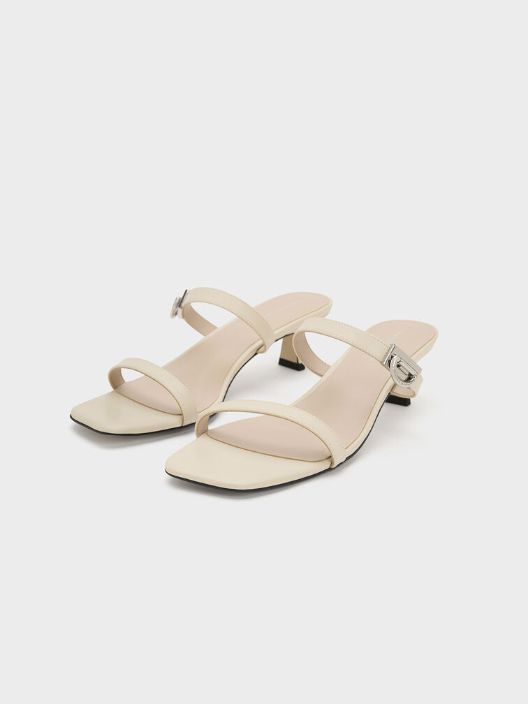 Metallic Accent Double Strap Mules, Chalk, hi-res
