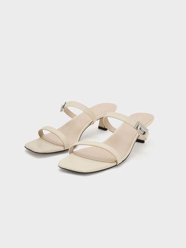Metallic Accent Double Strap Mules, Chalk, hi-res