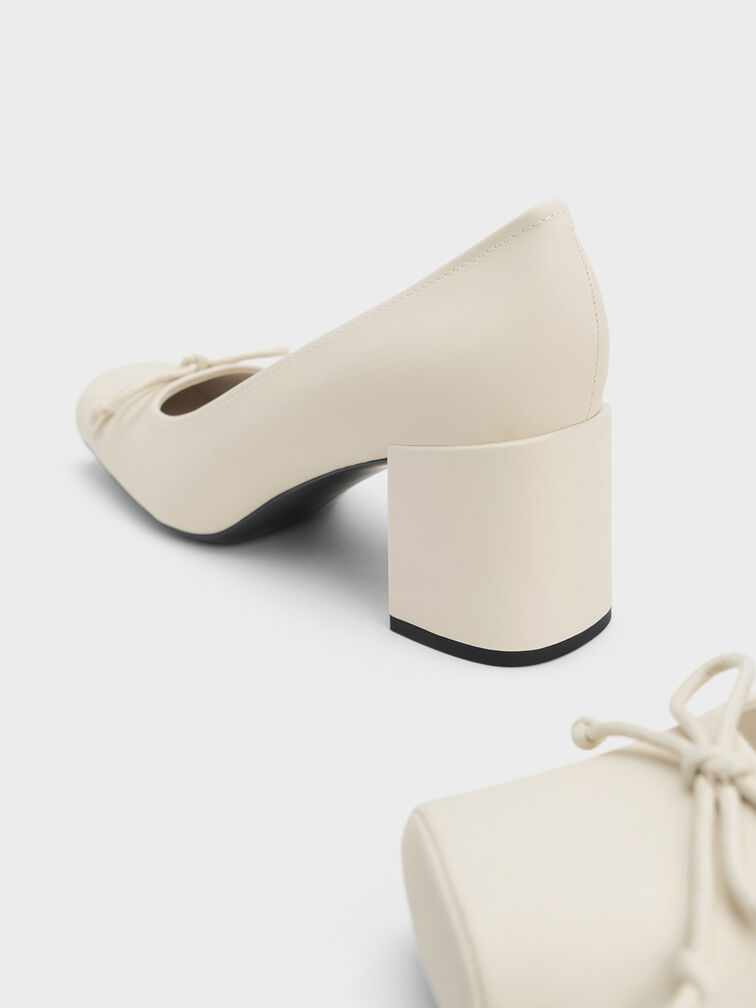 Bow Square-Toe Pumps, Chalk, hi-res