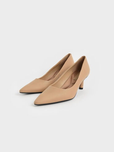 Cylindrical Kitten Heel Pumps, Sand, hi-res