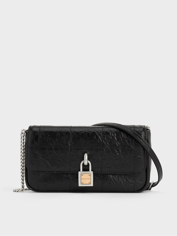 Suki Padlock Crossbody Bag, Noir, hi-res