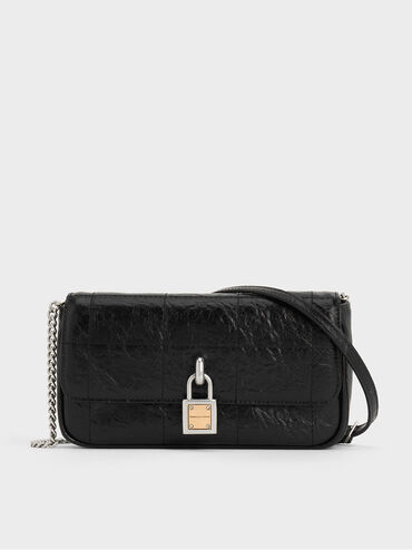 Suki Padlock Crossbody Bag, Noir, hi-res