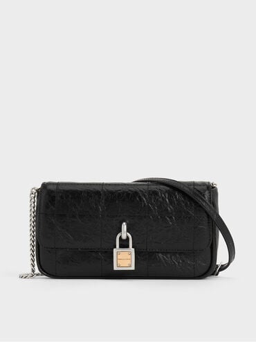 Suki Padlock Crossbody Bag, Noir, hi-res