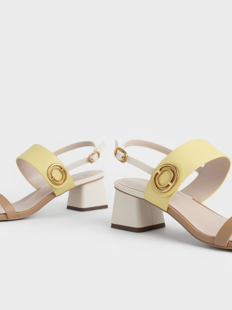 Metallic Accent Trapeze Heel Sandals, Multi, hi-res