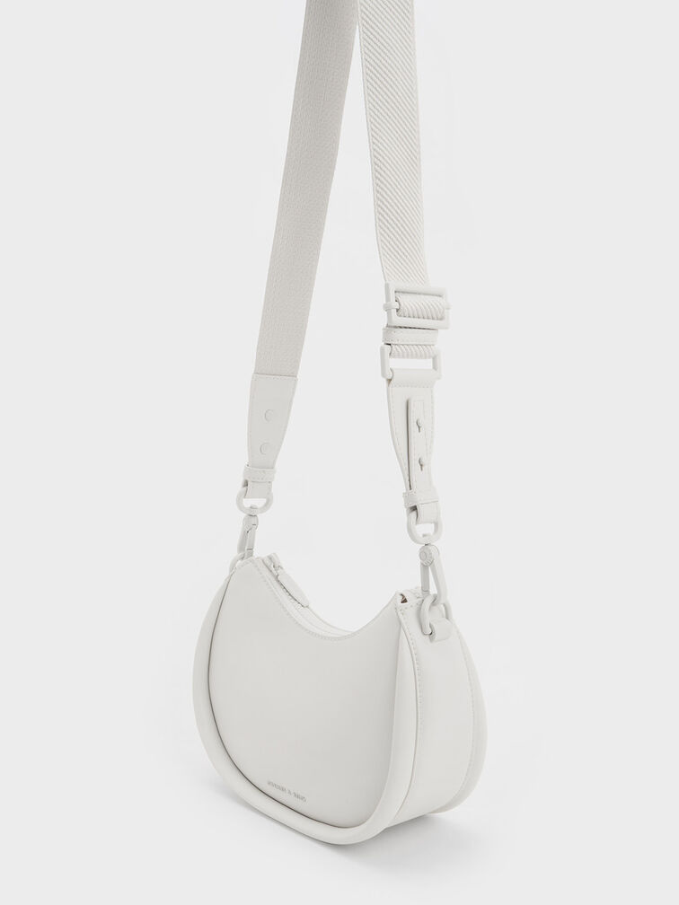 Lana Curved Shoulder Bag, White, hi-res