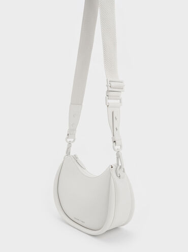 Lana Curved Shoulder Bag, White, hi-res