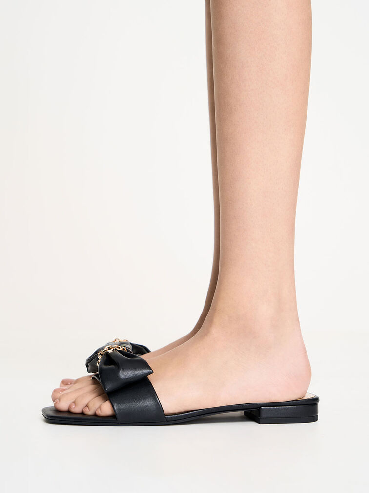 Chain-Link Bow Slides, Black, hi-res
