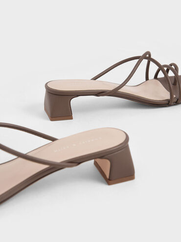 Strappy Toe Ring Sandals, Brown, hi-res