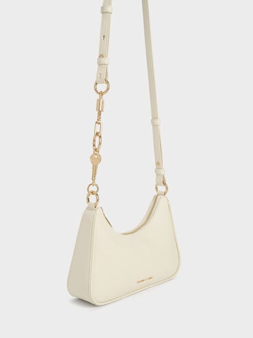 Lane Lock & Key Chain Handle Trapeze Bag, Cream, hi-res