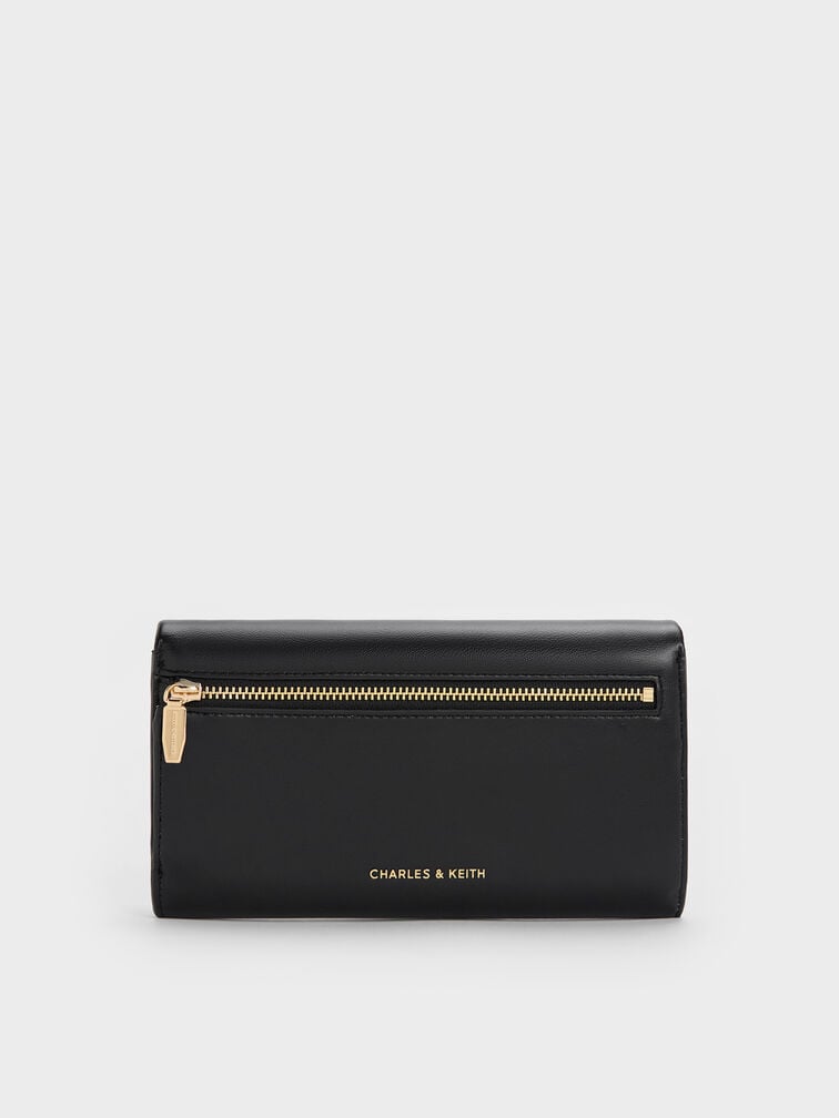 Lilibet Metallic-Accent Chain-Strap Long Wallet, Black, hi-res
