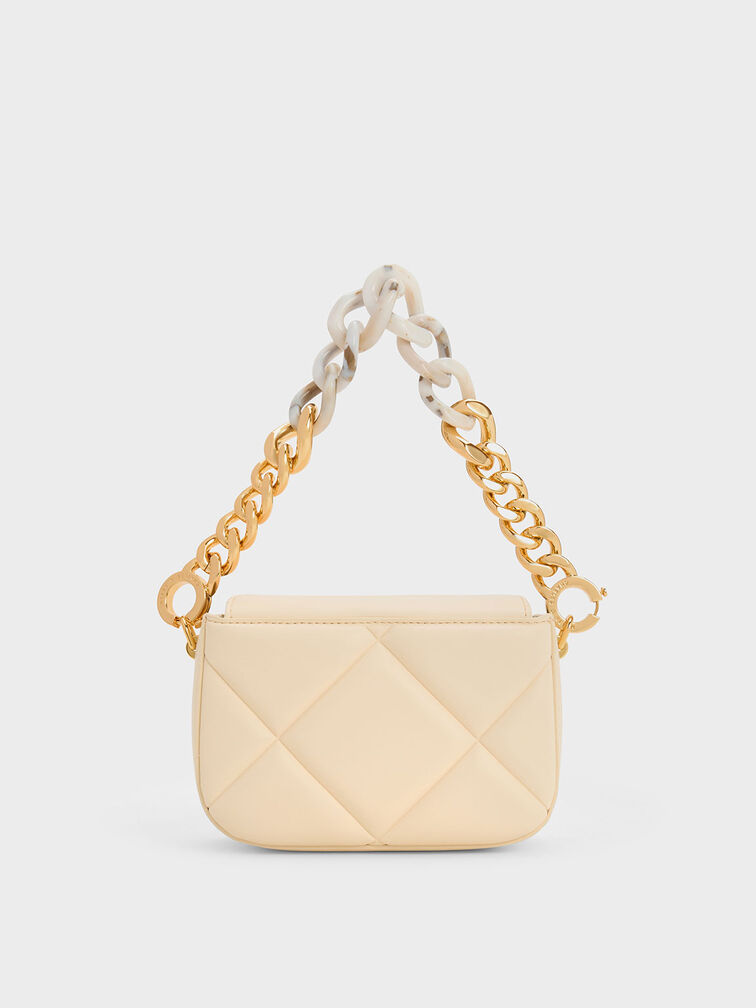 Mini Danika Chunky Chain Padded Bag, Beige, hi-res