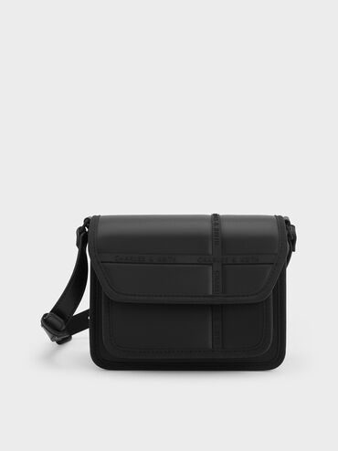 Avenue Contrast-Trim Crossbody Bag, Black, hi-res