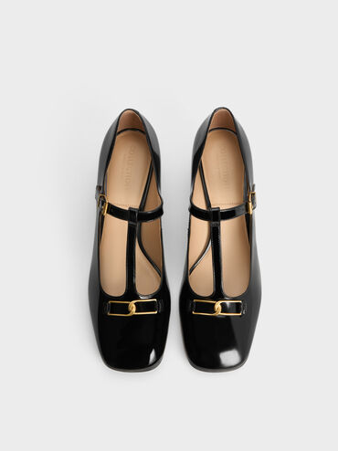 Gabine Leather T-Bar Mary Jane Pumps, Black Box, hi-res