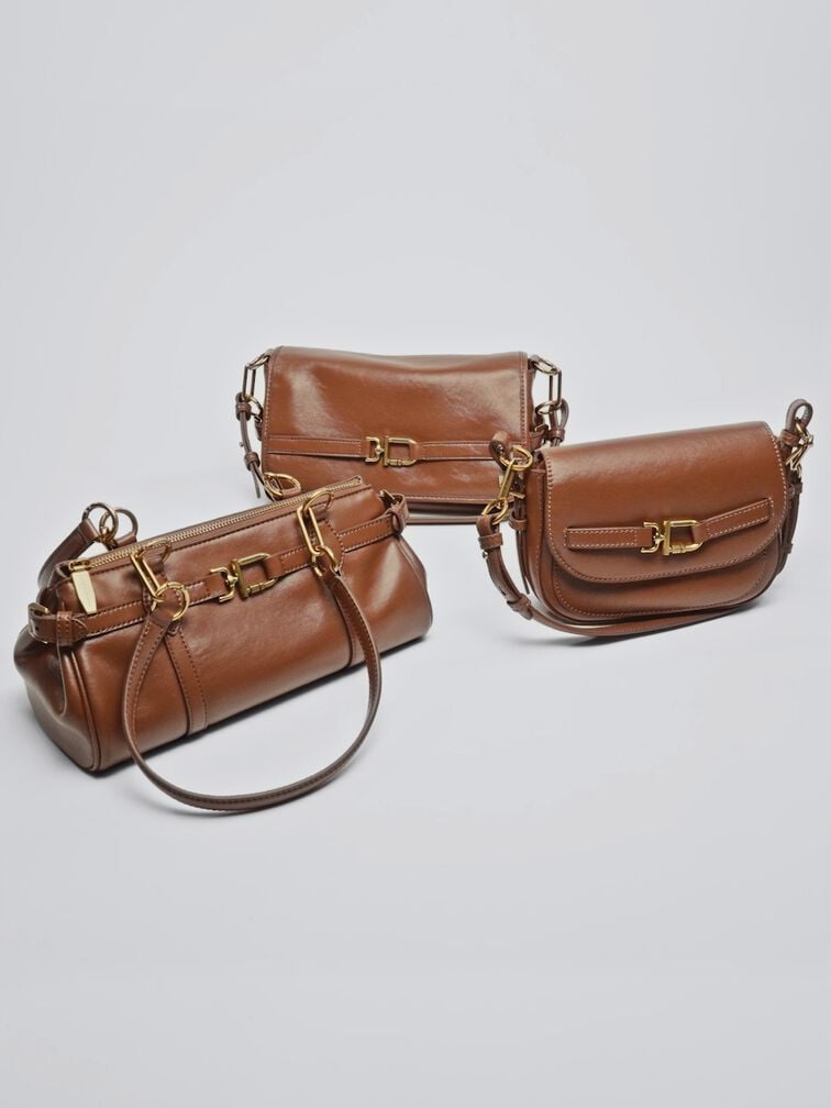 Gwynne Metallic-Accent Crossbody Bag, Chocolate, hi-res
