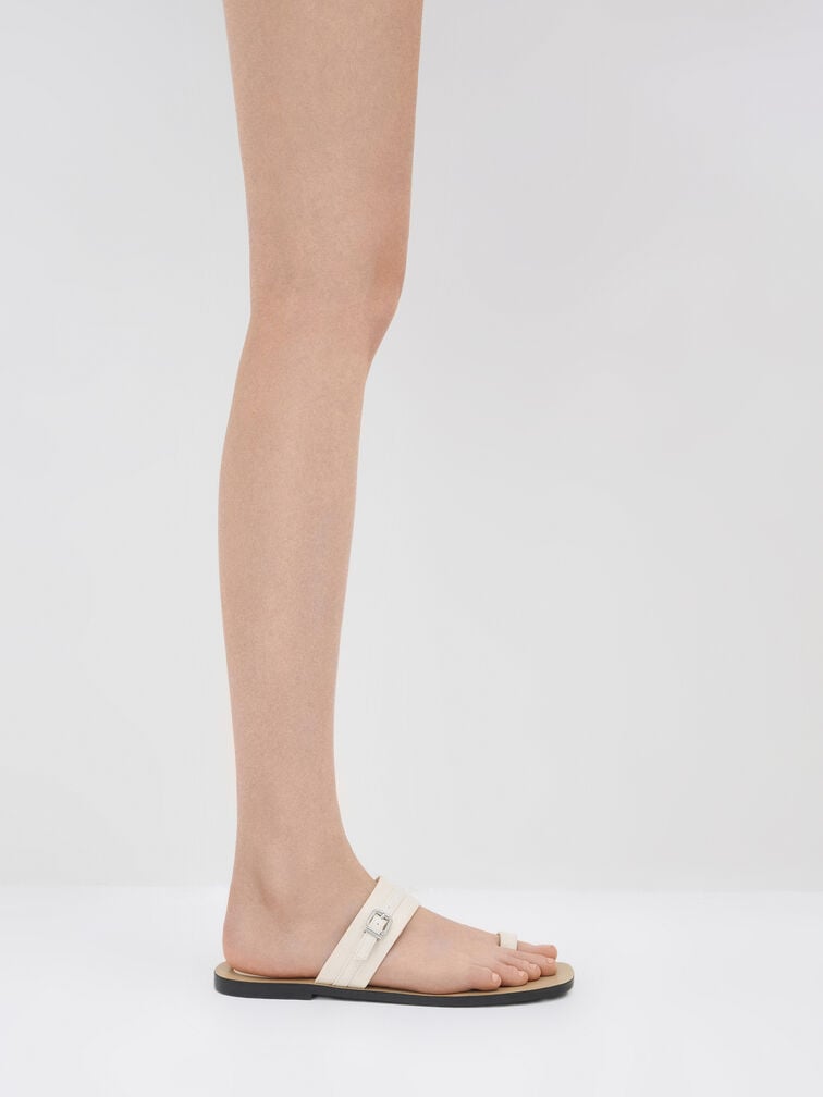 Buckled Toe-Ring Sandals, Chalk, hi-res