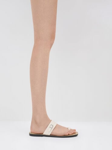 Buckled Toe-Ring Sandals, Chalk, hi-res