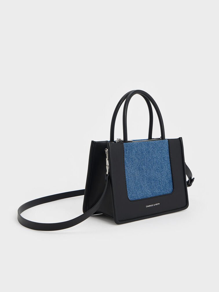 Mini Daylla Denim Tote Bag, Denim Blue, hi-res